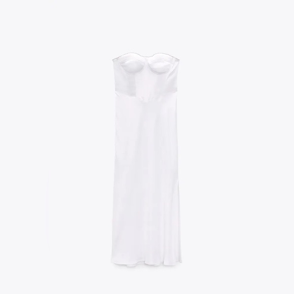 Zara dress midi satin wedding corset rhinestone party shower bridal cocktail - Picture 14 of 16